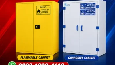 Bedanya lemari korosif dan lemari flammable_Perbedaan lemari Korosif dan flammable _perbedaan corrosive cabinet dan flammable cabinet